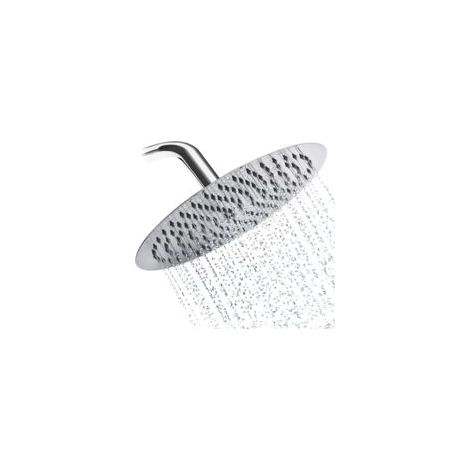 Runder Duschkopf aus Edelstahl, 25 cm (10 Zoll), mit 180° drehbarem Spiegel - Crezuo