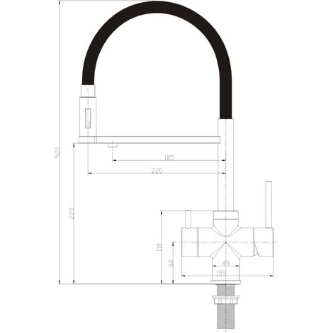 Rubinetto da cucina con Doccetta in gomma Shurity 460 4 vie 3/8” Cromo/Nero