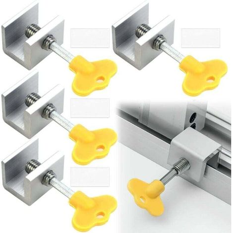 Schiebefensterverriegelung, 4 Stück Schiebefensterverriegelungen, Schiebetürstopper, verstellbare Fensterverriegelung - Verstärkte Aluminiumlegierung für mehr Sicherheit Ihrer Fenster (4PC-Crezuo)