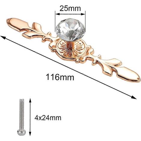 Lot de 6 poignées de porte en diamant et cristal doré, poignées de meuble en diamant et cristal. (1/2)