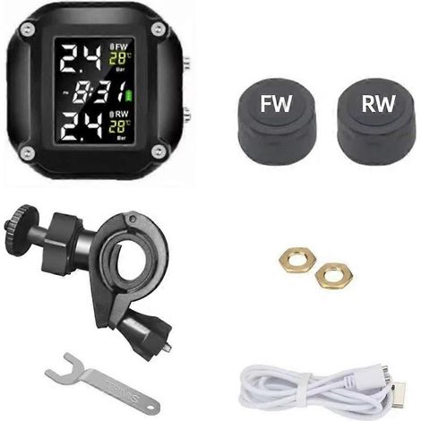 Motorrad-Reifendrucküberwachungssystem mit LCD-Display und Echtzeitwarnungen (1/5)