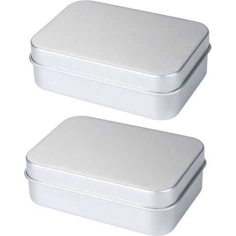 Porte-savons avec couvercles - 96 x 68 x 30 mm - Argent - Boîtes en aluminium - Étuis de voyage protecteurs - Articles de toilette format voyage - Lot de 2 (1/5)