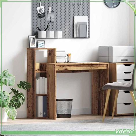 Bureau - ABI - Bois ancien - 100 x 40 x 90 cm - Durable avec 2 étagères (1/5)