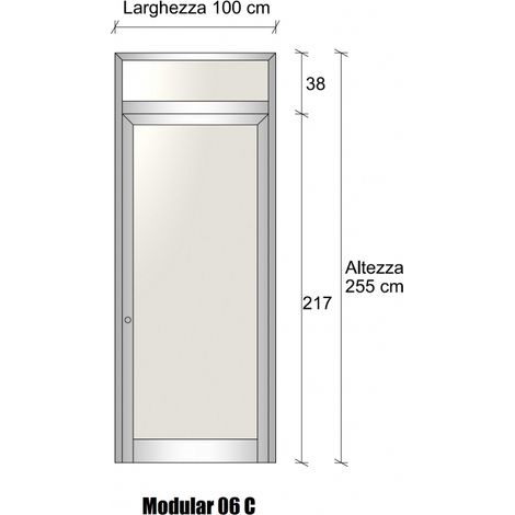 Modulo Iniziale/Finale Parete Divisoria in Alluminio Vetro Opale con Porta - H2550xL1000 mm - Colore Grigio Mix ITALFROM (1/4)