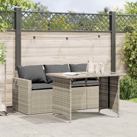 Ensemble repas de jardin 3 places avec table et coussins en résine tressée - PANGIVO (1/5)
