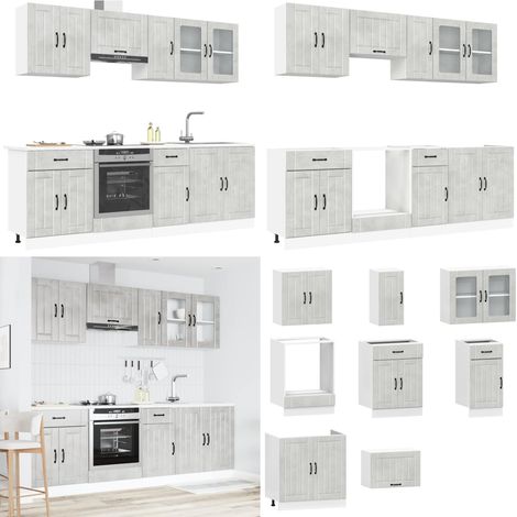 vidaXL 8-tlg. Küchenschrank-Set Kalmar Betongrau Holzwerkstoff (1/5)