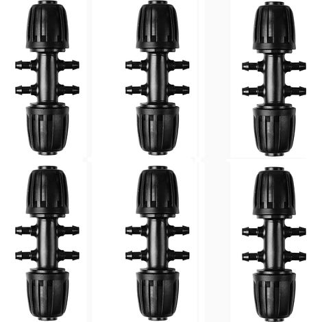 6 Pcs D'Outil D'Arrosage Automatique avec Connecteur D'Irrigation Goutte à Goutte à Trois Voies, Raccords de Tuyau D'Irrigation de 1/2 Pouce à 1/4 Pouce (Convient pour 13 mm ID/4 mm ID) (1/5)