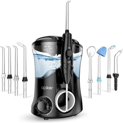 Hydropulseur Dentaire 10 Pression –Water Flosser Puissant 8 Düsen –Tartre Dentaire Nettoyage 600ml IPX7 –Detartreur Dentaire und Nettoyage Dent Jet Électrique für Familien, Noir (1/5)