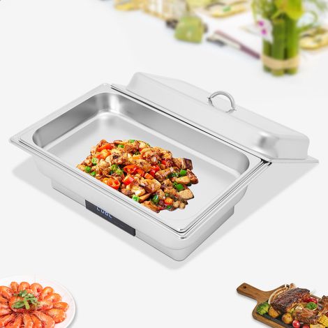 Ensemble de plateaux-repas chauffants électriques pour buffet, plateau de 9 litres en acier inoxydable avec écran de contrôle de la température, idéal pour les mariages et les fêtes (1/5)