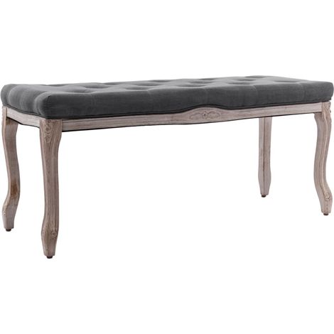 Panca in legno massello di lino 110 x 38 x 48 cm grigio scuro 020021225