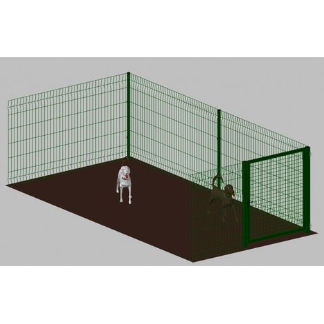 Modulo Aggiuntivo cm 200x400x102h per Recinto-Box Modulare per Cani in Ferro Zincato e Verniciato Verde-con Pali a Interrare (1/2)