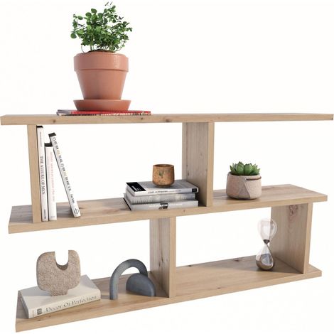 Estantería de pared LUNA ARTESANO ROBLE mueble librería colgante 2 VERSIONES (1/5)