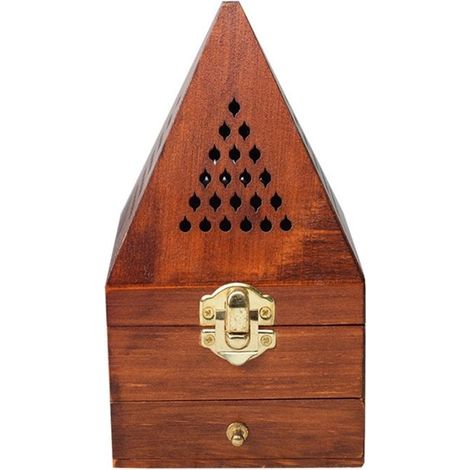 BoîTe en Bois D'Agar en Bois de Santal BrûLeur D'Encens BrûLeur D'AromathéRapie Antique BoîTe D'Encens Creuse Pyramide CréAtive (1/4)