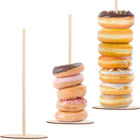 Le présentoir à beignets en bois Amosfun, composé de 3 pièces et structurellement adapté aux réceptions de mariage, peut être utilisé comme présentoir à beignets ou comme présentoir à bagels. (1/5)