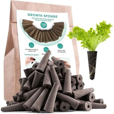 Paquet de 100 éponges de croissance, éponges de croissance des racines de rechange compatibles avec AeroGarden, kit d'éponges de démarrage pour semis pour système de jardin intérieur hydroponique (1/5)