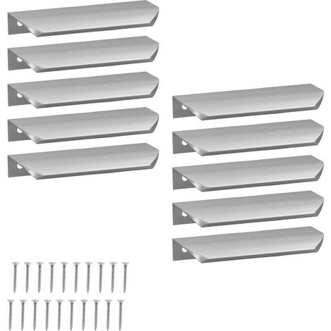 Poignée de meuble moderne en aluminium argenté, 116 mm, lot de 10 (1/5)