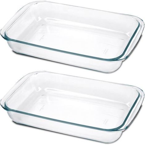Lot de 2 plat à four, plat à gratin, moule de cuisson,capacité 1.6 L - Longueur 29.7 x Profondeur 17.8 x Hauteur 5.1 cm