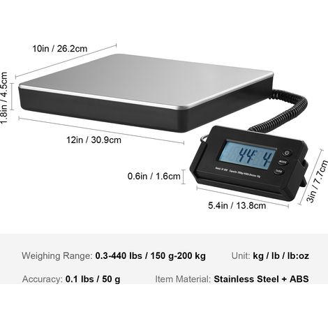 Mophorn Digitale Versandwaage von Mophorn, 440 lbs x 1,7 oz, AC/DC, LCD für Postpakete