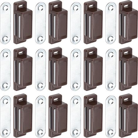 Lot de 12 fermetures magnétiques pour portes de placard en bois, avec vis, couleur marron. (1/5)
