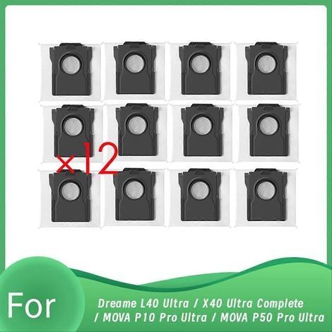 Lot de 12 sacs à poussière pour Dreame L40 Ultra / X40 Ultra Complete / MOVA P10 Pro Ultra / MOVA P50 Pro Ultra (1/5)