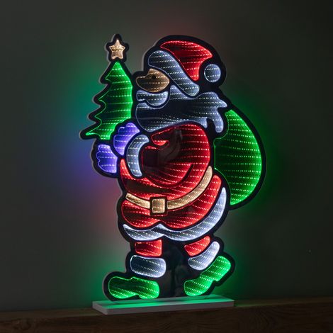 60cm Light up Standing Santa with Tree Christmas Infinity Light with Multi-Coloured LEDs (1/5)