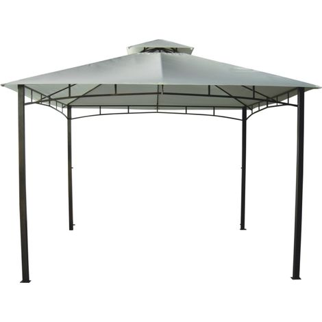 gazebo da giardino con doppio tetto eurogarden "deluxe" in acciaio ecrù 3x3 m