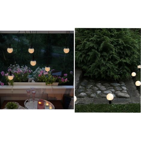 Picchetti Led Solare Catena 6pz 3.5m Luce Calda Mini Sfera Luci Esterne Giardino (1/5)