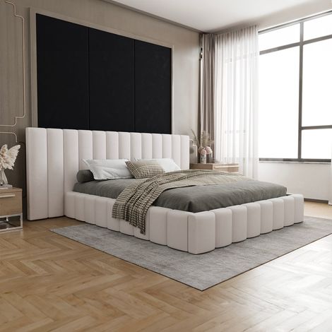 Lit coffre 160x200 sommier inclus Kira Blanc cassé (1/5)