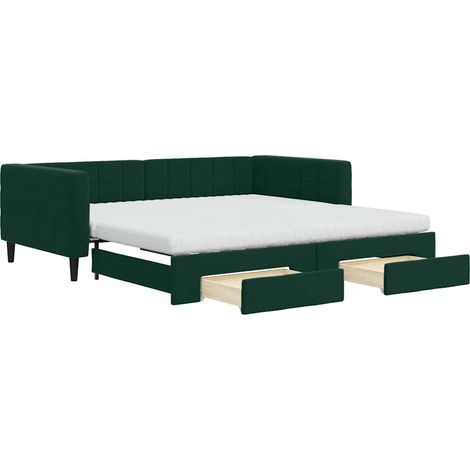 Maison Exclusive - Divano Letto Estraibile Cassetti Verde Scuro 100x200cm Velluto (1/5)