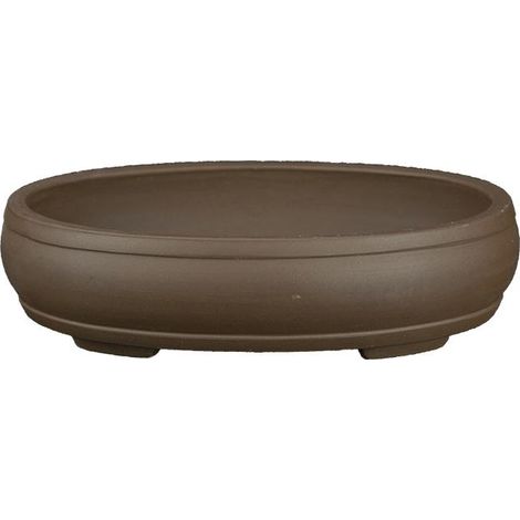 Vaso per bonsai ovale in gres 20x14,5x4,5 cm - XM004