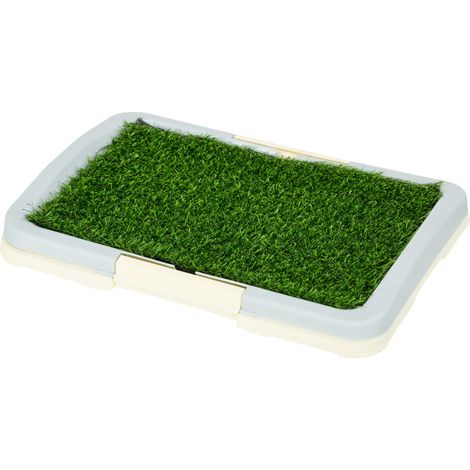 Toilettes pour chien avec tapis en gazon artificiel, bac et insert en grillage, 46,5 x 34 cm