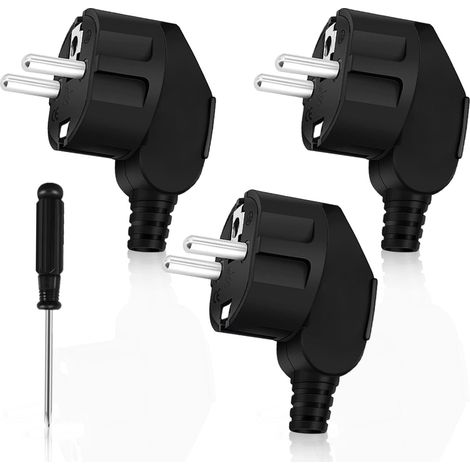 Prise électrique Fiche Electrique Male Etanche Exterieur 250V 16A  Noir Fiche Electric de Contact de Protection et 1 Tournevis Prise pour Cable Les Câbles de 8 à 10 mm Fiche (1/5)