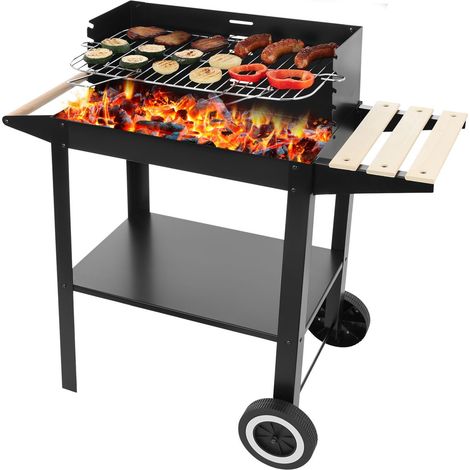Garten-Holzkohlegrill auf Rädern + Zubehör