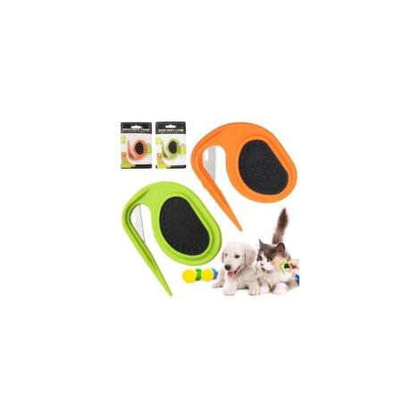 Peigne à nœuds pour animaux de compagnie, brosse de toilettage, 3 en 1, multifonction, pour enlever les poils emmêlés et lâches (orange + vert)  - Crezuo