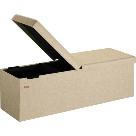 Casaria – Banc de rangement pliable XL 131L – Couvercle rabattable des deux côtés – Surface rembourrée en MDF – Dimensions 115 x 40 x 40 cm