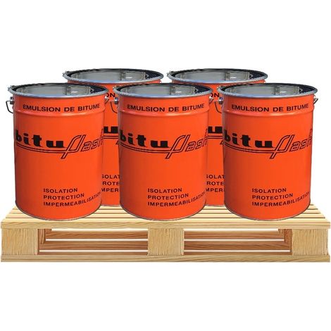 Procom – Imperméabilisant bitume 5 x 25L – Émulsion étanche pour maçonnerie, bois, métaux – Application facile en 3 couches – Temps de séchage 24h