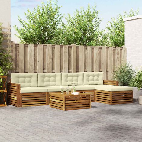 vidaXL Outdoor-Sofagarnitur mit Kissen 6 pcs Natur und Creme (1/5)