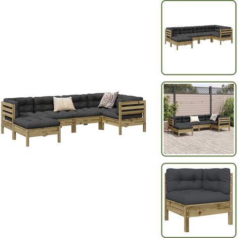 Meubles extérieurs - vidaXL Salon de jardin 6 pcs avec coussins bois de pin imprégné - Canapé en bois