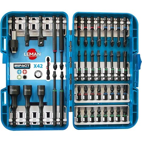 Leman – Coffret multi-outils 42 pièces – Douilles 1/4'' et embouts impact – Adaptateurs et porte-embout inclus – Longévité extrême (1/3)