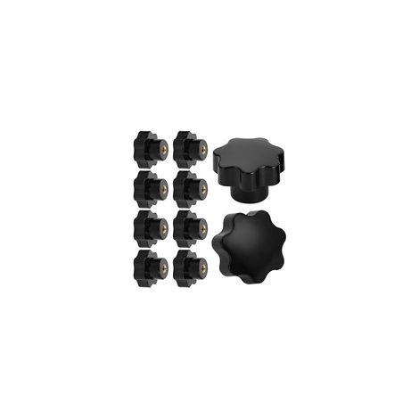 Écrous Papillon M6 x 10, Poignée Étoile en Plastique Noir, Bouton de Serrage à Filetage Femelle (1/5)