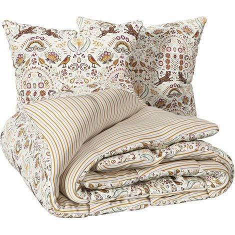 Set di lenzuola indie stampate, 240x220 cm, lino beige