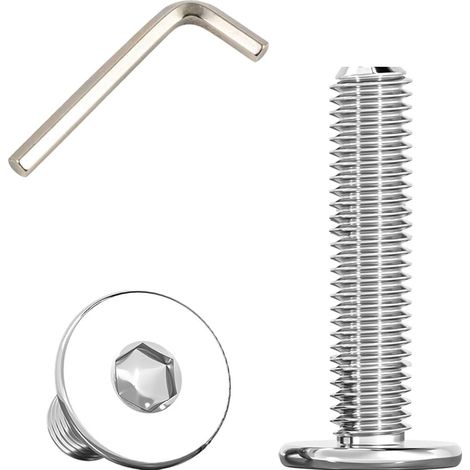 Vis Inox Tete Plate avec Bride, M8x40mm Boulons à Tête Plate Hexagonale Sont Utilisées Dans Les Meubles et Les Machines, en Acier Inoxydable 304 (15 Pièces) (1/5)