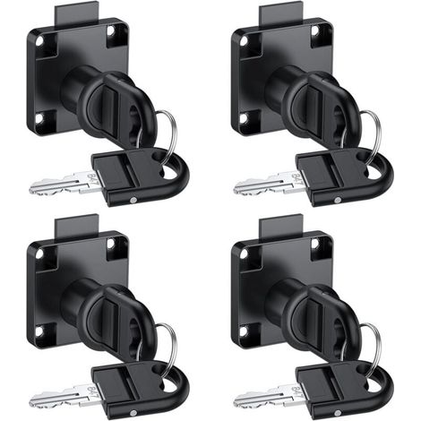 4pcs Keyed Alike Cam Locks Security Lock for Cabinet Drawer Storage Cabinet Mailbox Drawer Home Black MUMU (1/4)
