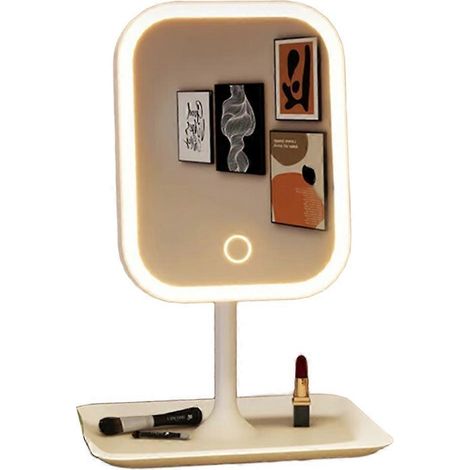 Moderner Tisch-Schminkspiegel mit 3-farbiger LED-Beleuchtung, Touch-Funktion, Schminktischspiegel fürs Schlafzimmer. (1/5)