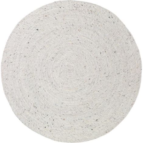 Tapis rond de salon et chambre en laine feutrée et coton fait main beige écru taille M - PANGIVO (1/5)