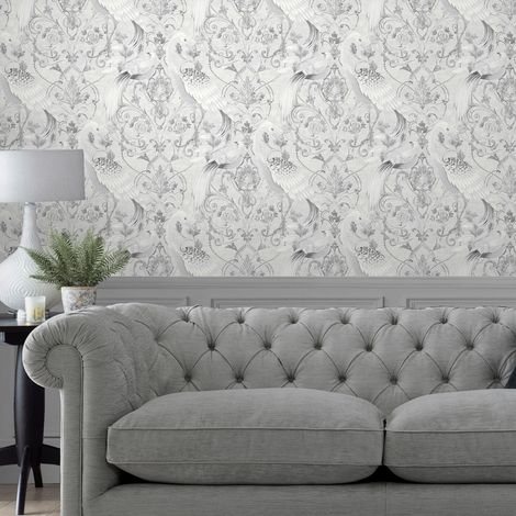 Papier peint intissé Laura Ashley Tregaron Silver 1005 x 52cm Argent (1/5)