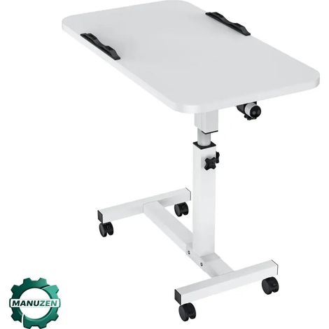 Manuzen - Table pour ordinateur portable à roulettes – inclinable – Blanc (1/3)