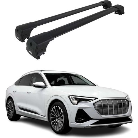 OMAC Aluminium Dachträger Querträger für Audi Q8 e-Tron 2022-2026 – City Crash – ISO/PAS 11154:2006 – Abschließbar – Max. 75 kg – 2 Stangen Schwarz (1/5)