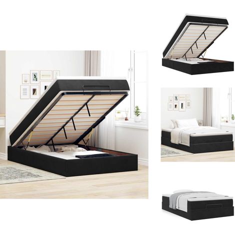 Cadre de lit ottoman avec matelas noir 120x200 cm velours - Cadre De Lit Ottoman - Cadres De Lit Ottoman - Cadre De Lit - Cadre De Lit Avec Rangement (1/5)