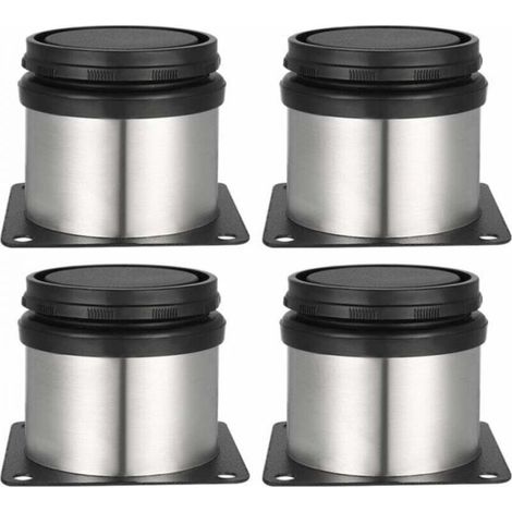 4 Stück Möbelbeine, 4 Stück verstellbare Füße, 50 mm Höhe, verdickte Möbelfüße, gebürsteter Edelstahl, verstellbare Höhe 0–15 mm (1/4)